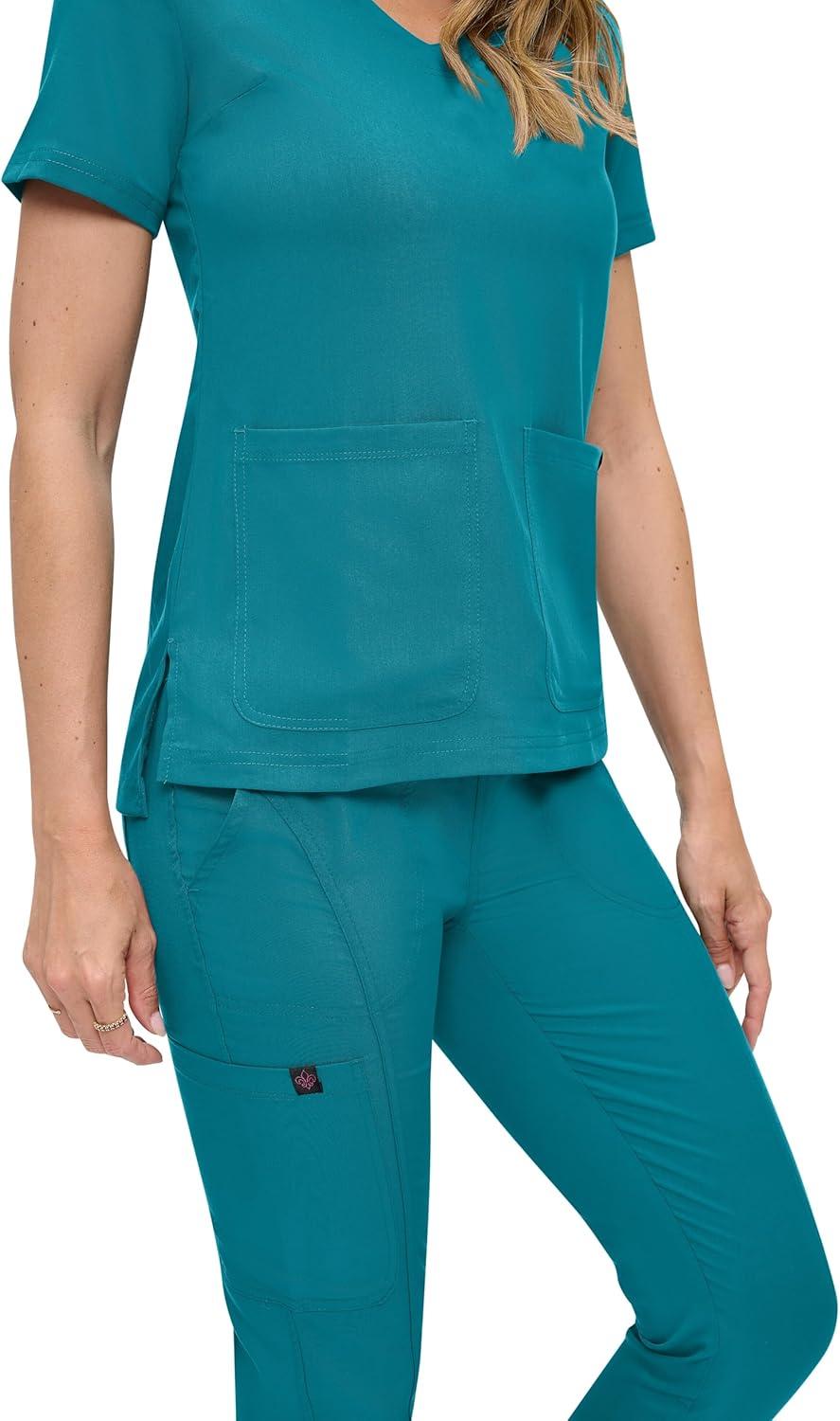 imageNatural Uniforms Womens UltraSoft Luxe Stretch Jogger Scrub Set with Regular and Petite SizesTeal