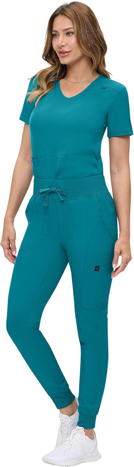 imageNatural Uniforms Womens UltraSoft Luxe Stretch Jogger Scrub Set with Regular and Petite SizesTeal