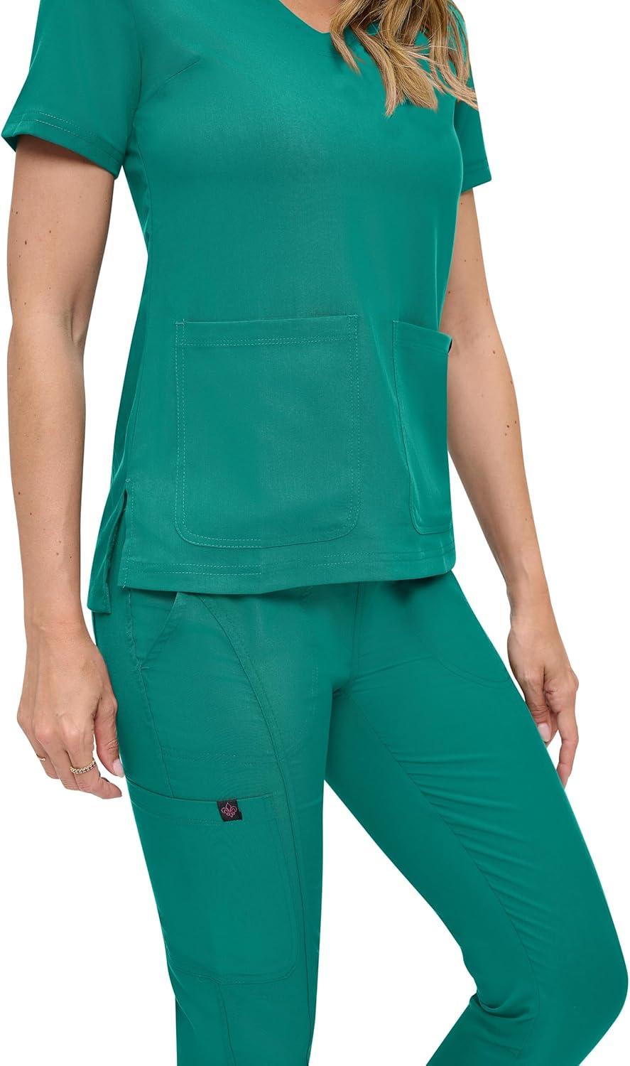 imageNatural Uniforms Womens UltraSoft Luxe Stretch Jogger Scrub Set with Regular and Petite SizesTrue Hunter Green