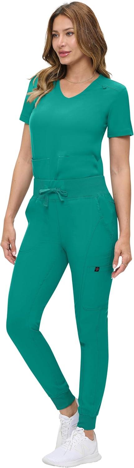 imageNatural Uniforms Womens UltraSoft Luxe Stretch Jogger Scrub Set with Regular and Petite SizesTrue Hunter Green