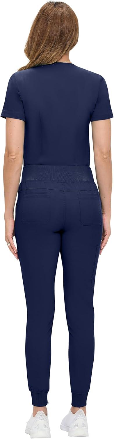 imageNatural Uniforms Womens UltraSoft Luxe Stretch Jogger Scrub Set with Regular and Petite SizesTrue Navy Blue