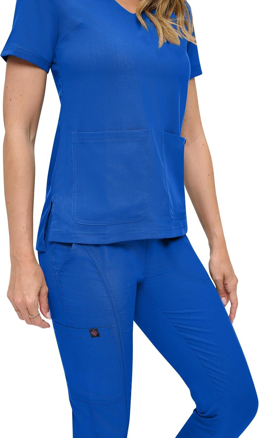 imageNatural Uniforms Womens UltraSoft Luxe Stretch Jogger Scrub Set with Regular and Petite SizesTrue Royal Blue
