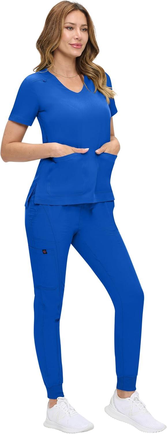 imageNatural Uniforms Womens UltraSoft Luxe Stretch Jogger Scrub Set with Regular and Petite SizesTrue Royal Blue