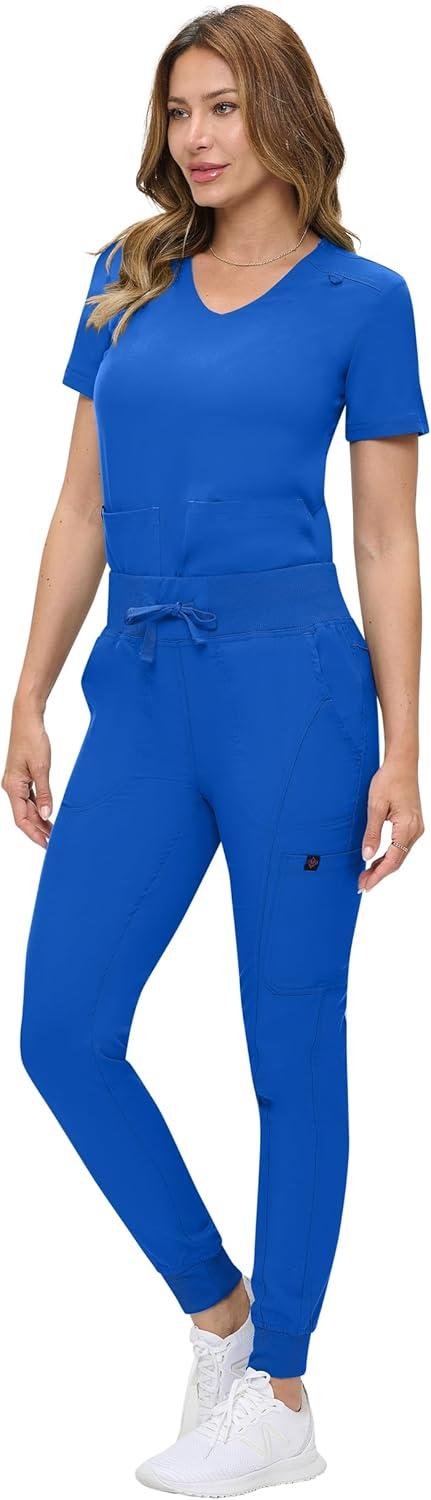 imageNatural Uniforms Womens UltraSoft Luxe Stretch Jogger Scrub Set with Regular and Petite SizesTrue Royal Blue