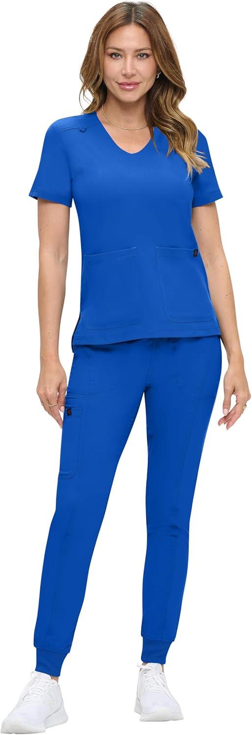 imageNatural Uniforms Womens UltraSoft Luxe Stretch Jogger Scrub Set with Regular and Petite SizesTrue Royal Blue