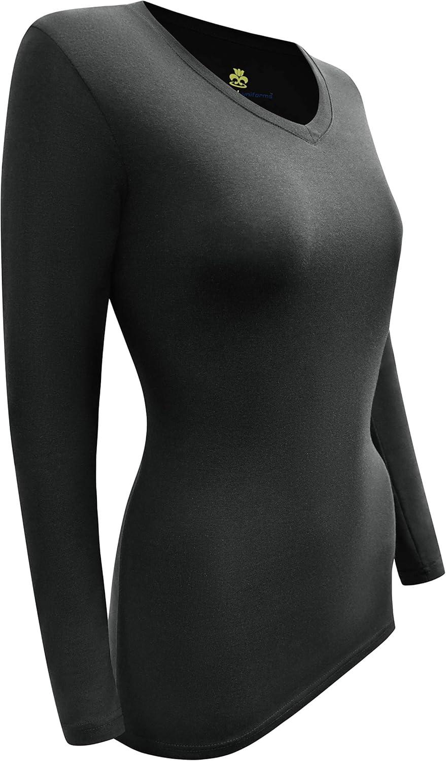 imageNatural Uniforms Womens Under Scrub Tee VNeck Long Sleeve TShirt3PackBlack