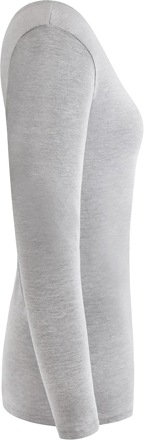 imageNatural Uniforms Womens Under Scrub Tee VNeck Long Sleeve TShirt3PackHeather Grey