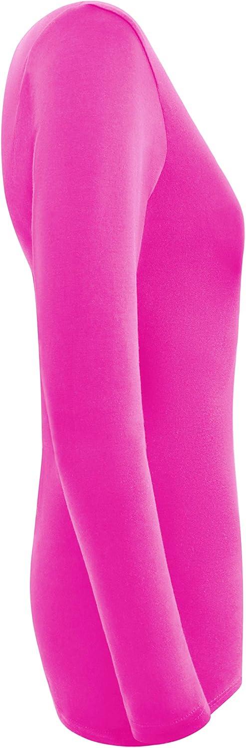 imageNatural Uniforms Womens Under Scrub Tee VNeck Long Sleeve TShirt3PackNeon Pink