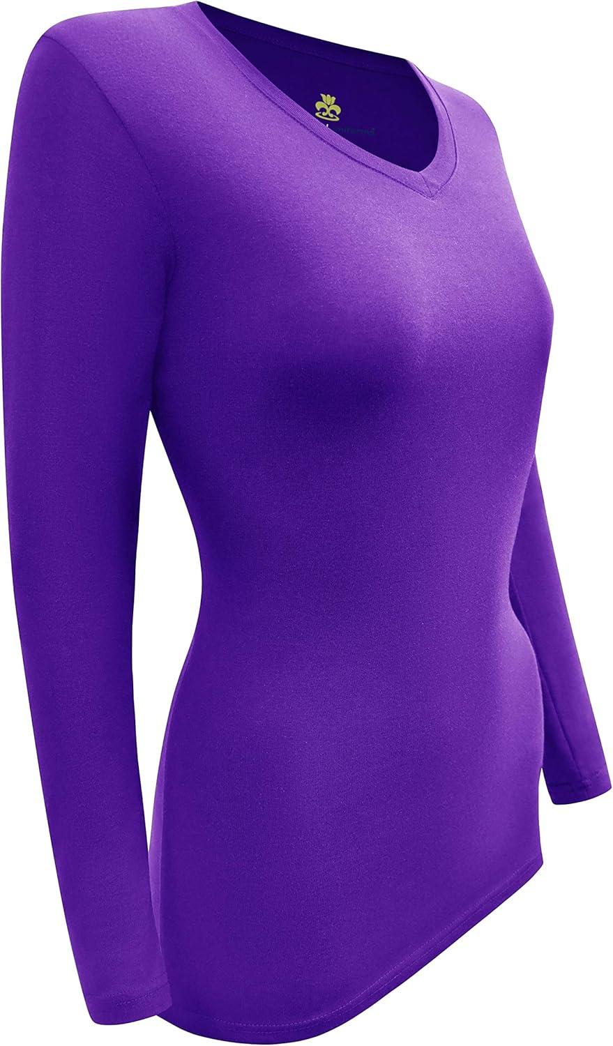 imageNatural Uniforms Womens Under Scrub Tee VNeck Long Sleeve TShirt3PackPurple