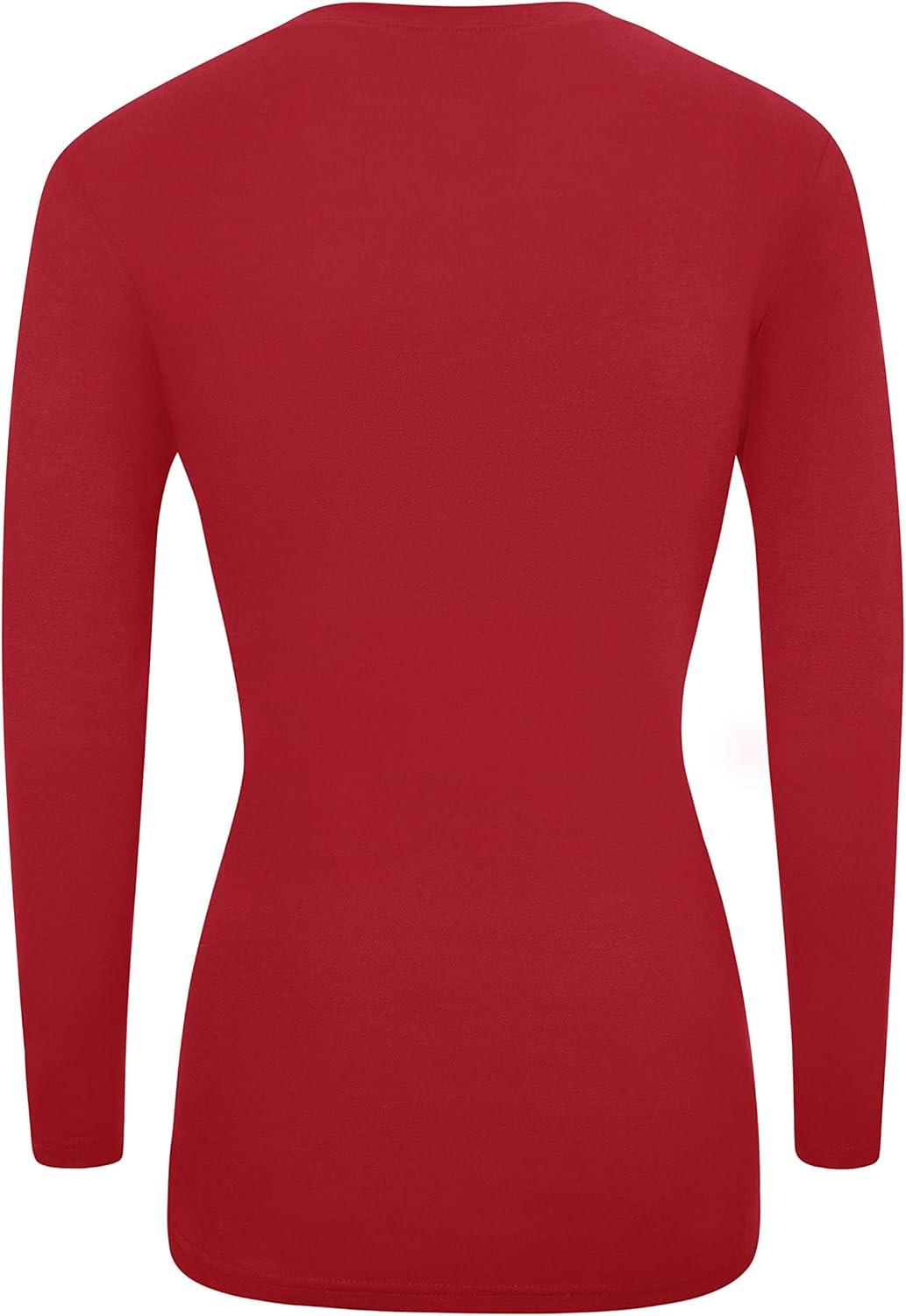 imageNatural Uniforms Womens Under Scrub Tee VNeck Long Sleeve TShirt3PackRed