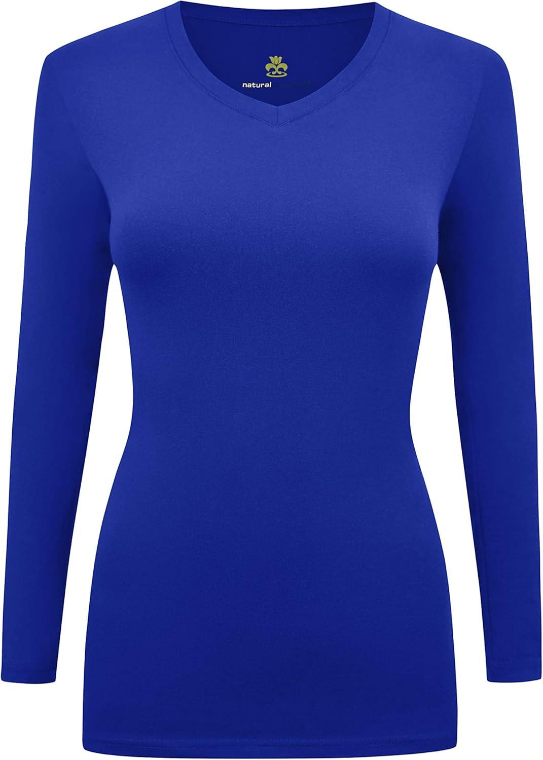 imageNatural Uniforms Womens Under Scrub Tee VNeck Long Sleeve TShirt3PackTrue Royal Blue