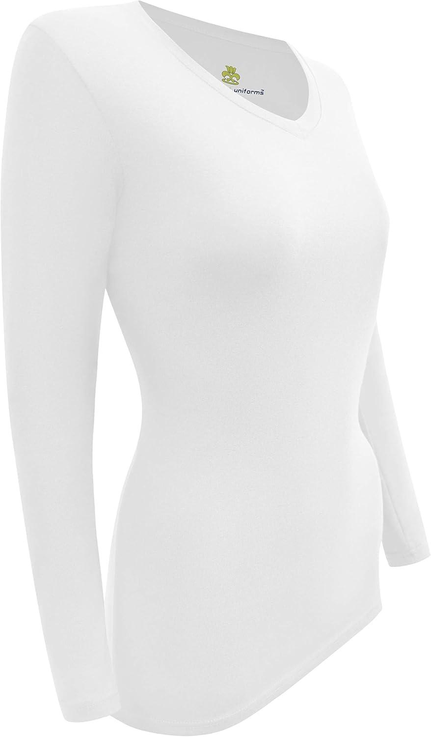 imageNatural Uniforms Womens Under Scrub Tee VNeck Long Sleeve TShirt3PackWhite