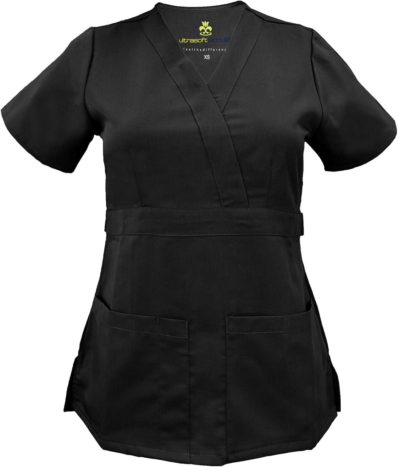 imageSoft Premium Mock Wrap Professional WorkWear Women Top and Pant Set 81159118Black