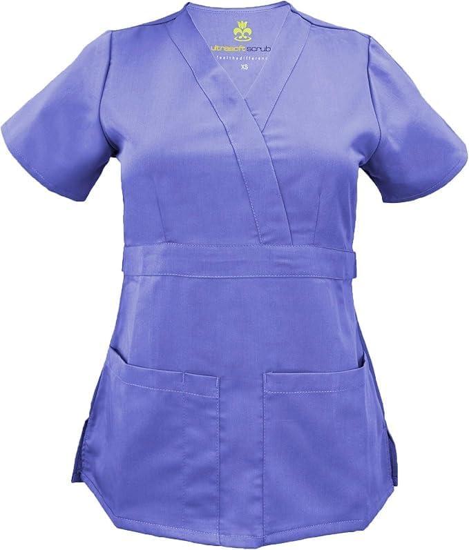 imageSoft Premium Mock Wrap Professional WorkWear Women Top and Pant Set 81159118Ceil Blue