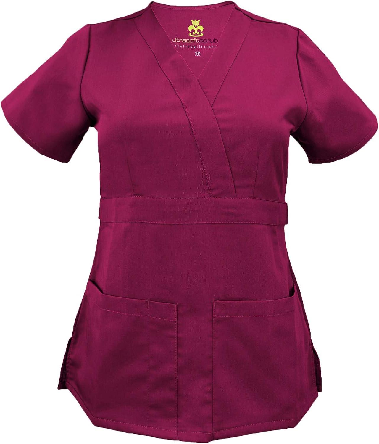imageSoft Premium Mock Wrap Professional WorkWear Women Top and Pant Set 81159118Teal