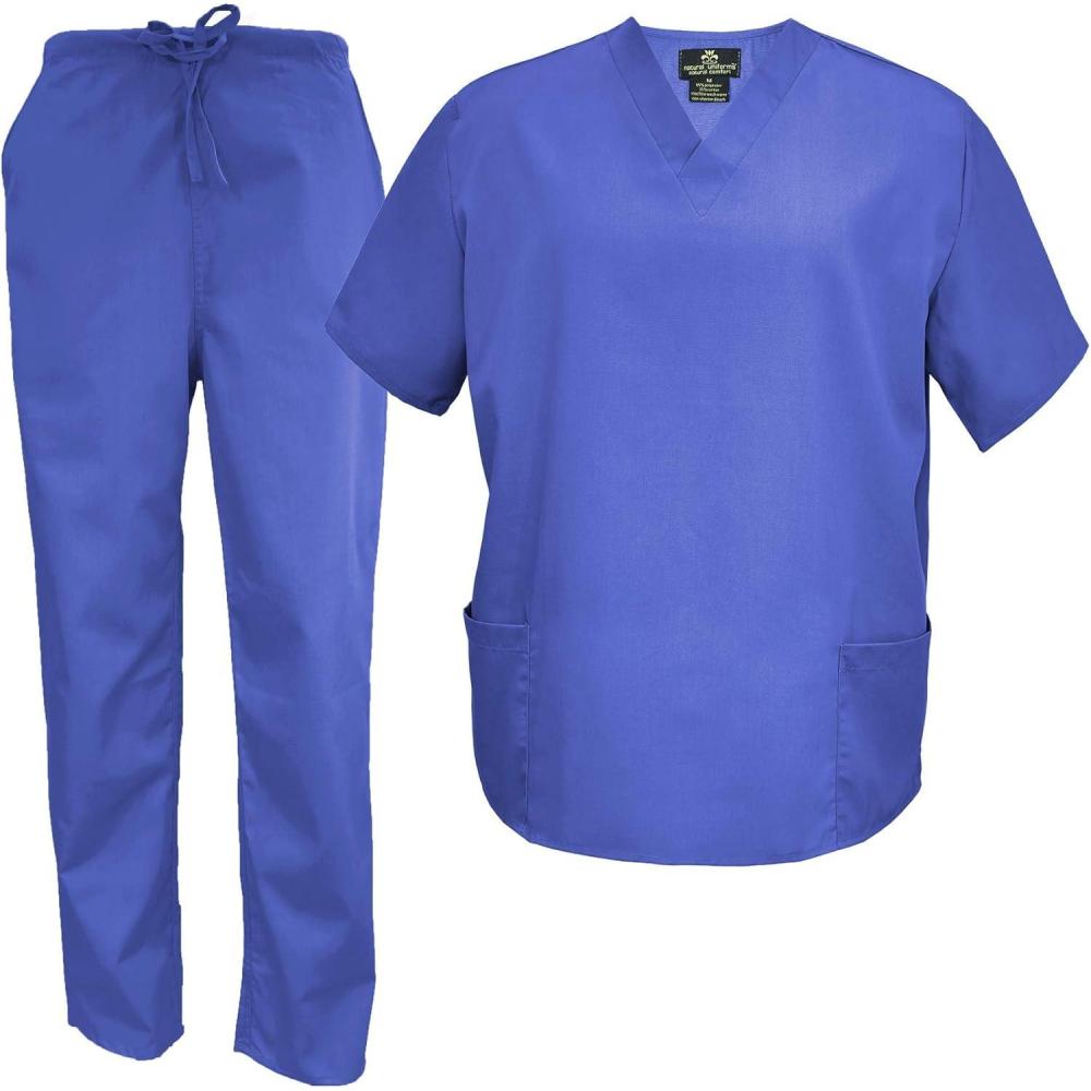 imageMampM Scrubs Mens Scrub Set Medical Scrub Tops and PantsCeil Blue
