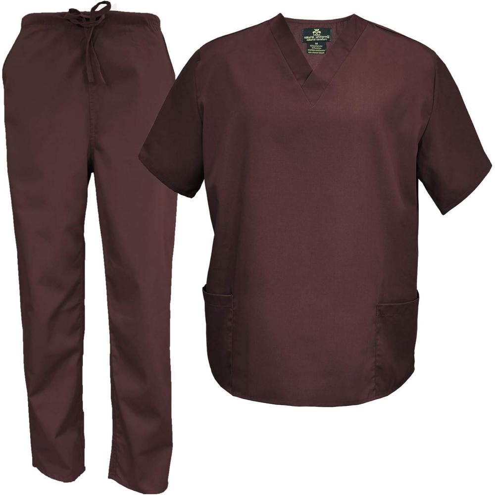 imageMampM Scrubs Mens Scrub Set Medical Scrub Tops and PantsChocolate