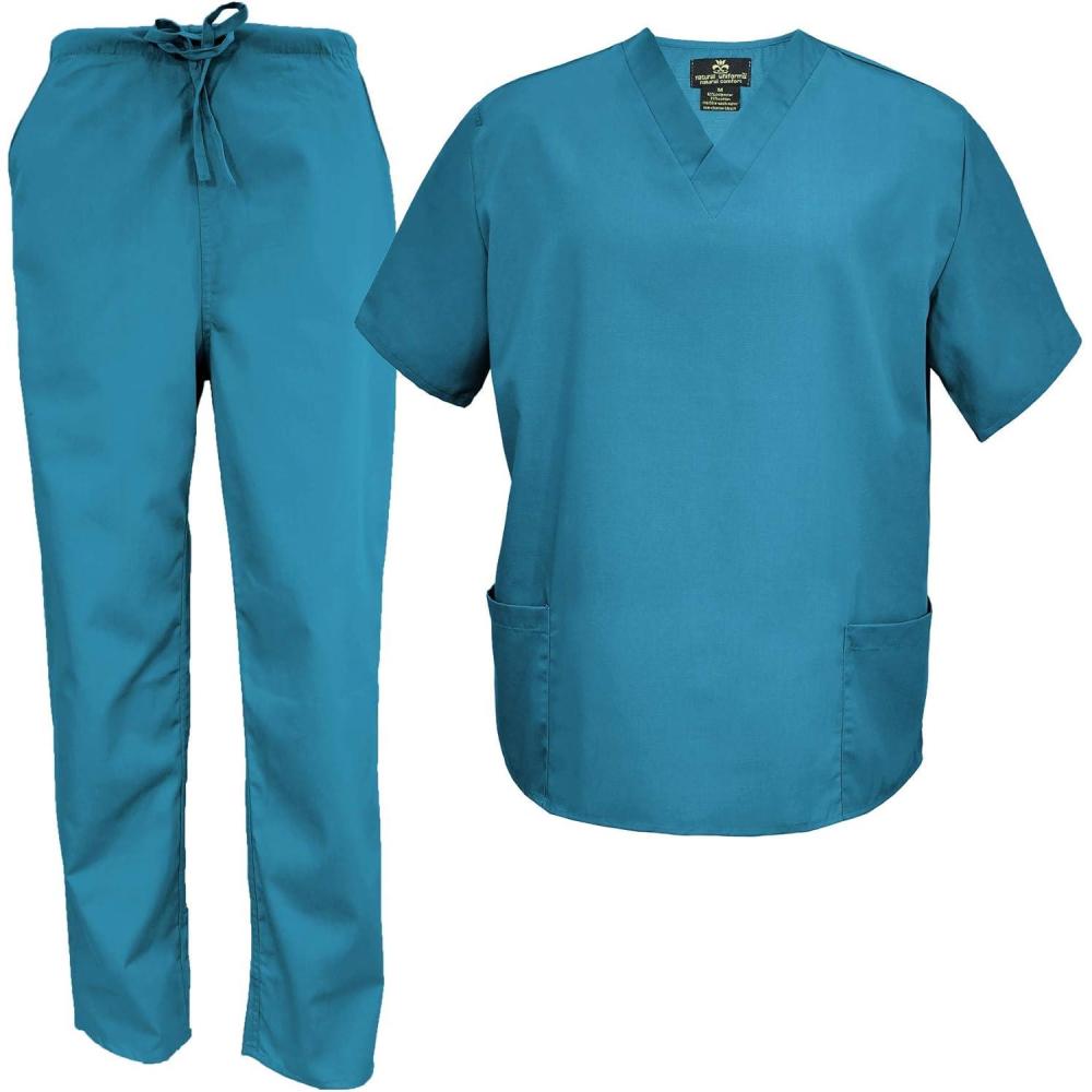 imageMampM Scrubs Mens Scrub Set Medical Scrub Tops and PantsTeal