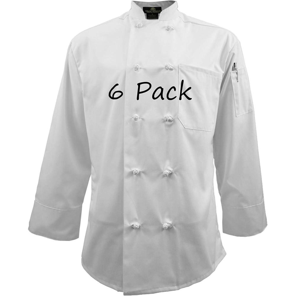 imageNatural Uniforms Chef Coat with Knot ButtonsMulti Pack QuantitiesWhite6
