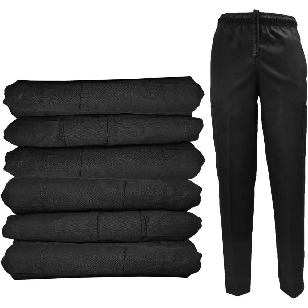 imageNatural Uniforms Classic 6 Pocket Black Chef Pants with MultiPack Quantities Available6