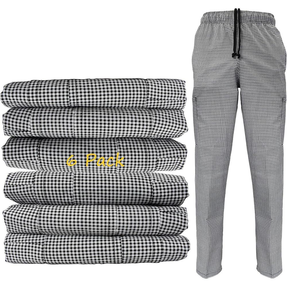 imageNatural Uniforms Classic Houndstooth Chef Pants with MultiPack QTYS Available6