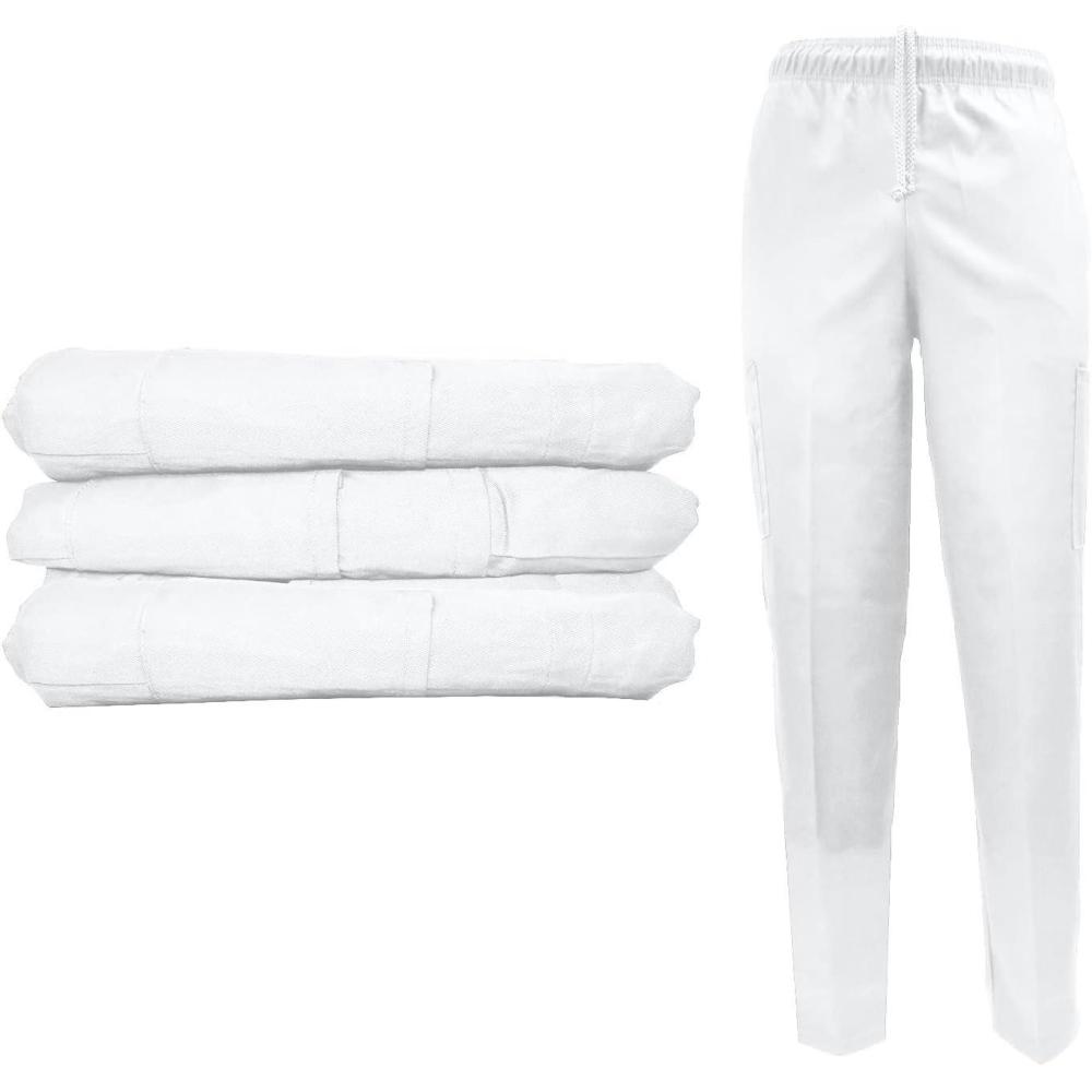 imageNatural Uniforms Classic White 6 Pocket Chef Pants with MultiPack QTYS Available3