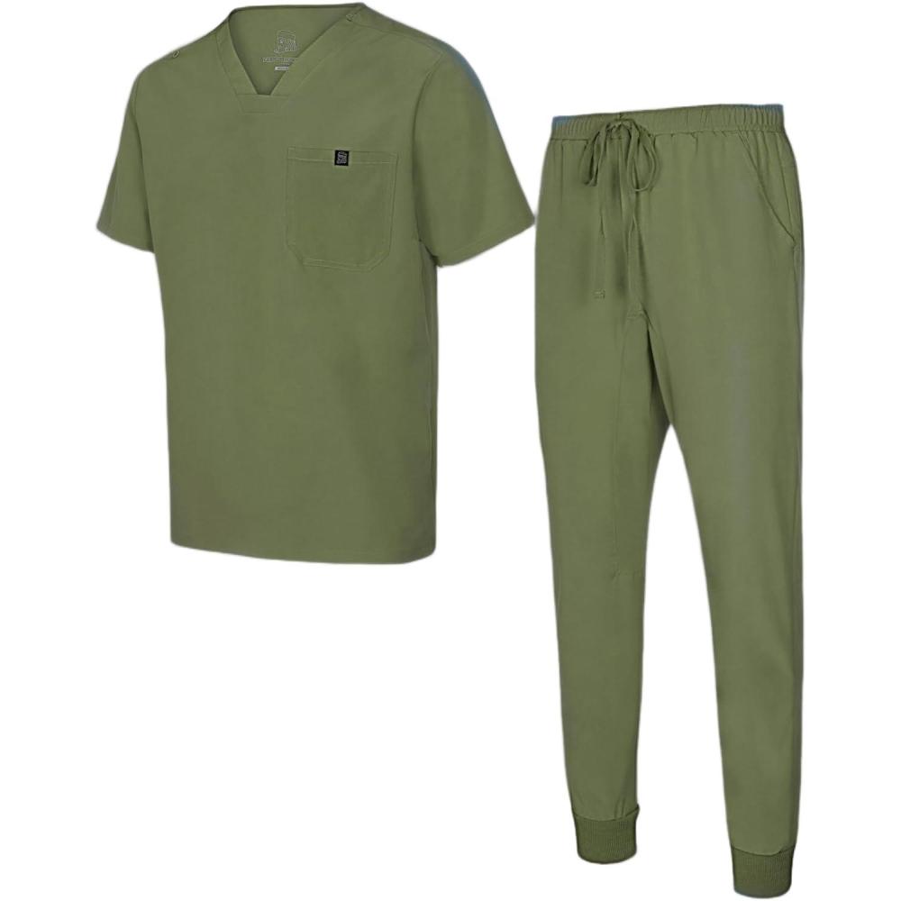imageNatural Uniforms Mens Luxe Stretch Jogger Scrub SetOlive
