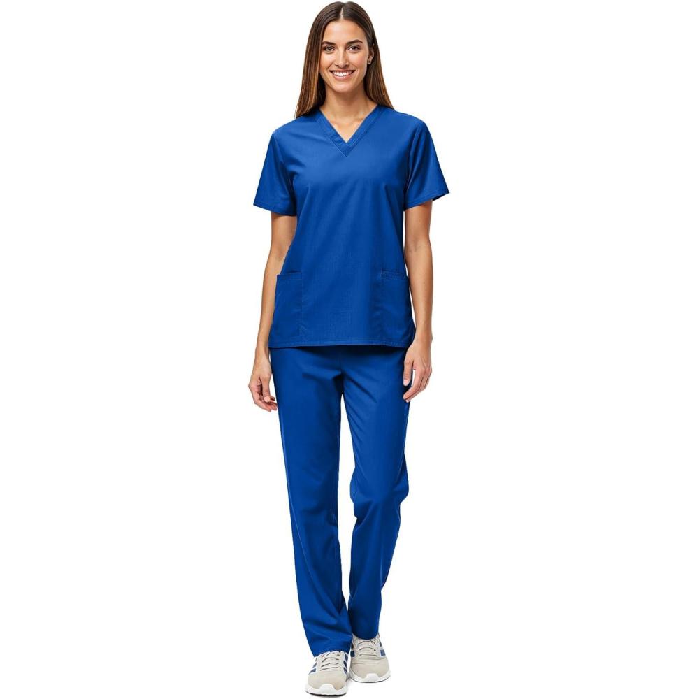 imageNatural Uniforms Unisex Scrub SetTop and Pant Set Standard Workwear Scrub SetDark Royal Blue
