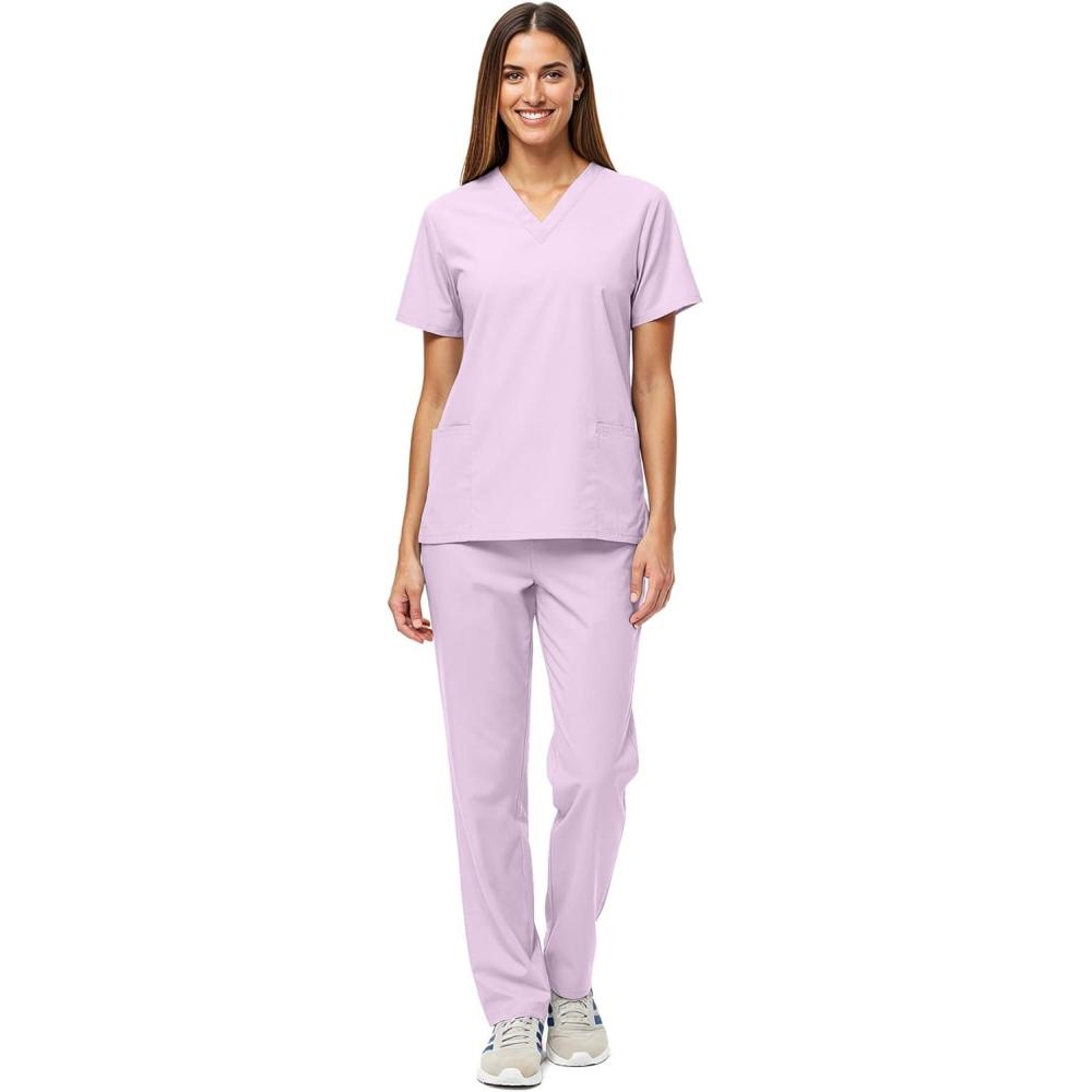 imageNatural Uniforms Unisex Scrub SetTop and Pant Set Standard Workwear Scrub SetLilac