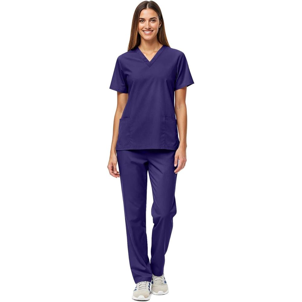 imageNatural Uniforms Unisex Scrub SetTop and Pant Set Standard Workwear Scrub SetPurple