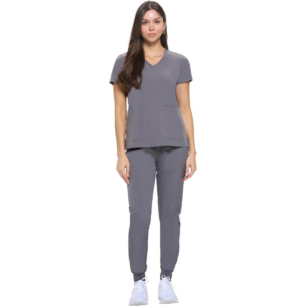 imageNatural Uniforms Womens Essential Cool Stretch Jogger Scrub Set with Regular and Petite SizesCharcoal