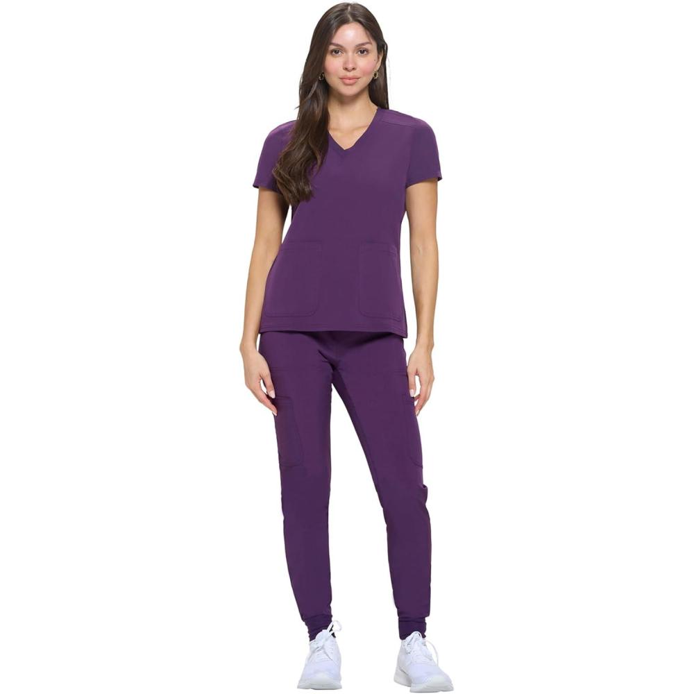 imageNatural Uniforms Womens Essential Cool Stretch Jogger Scrub Set with Regular and Petite SizesEggplant