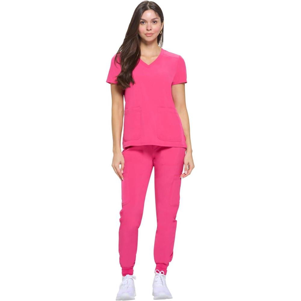 imageNatural Uniforms Womens Essential Cool Stretch Jogger Scrub Set with Regular and Petite SizesHot Pink