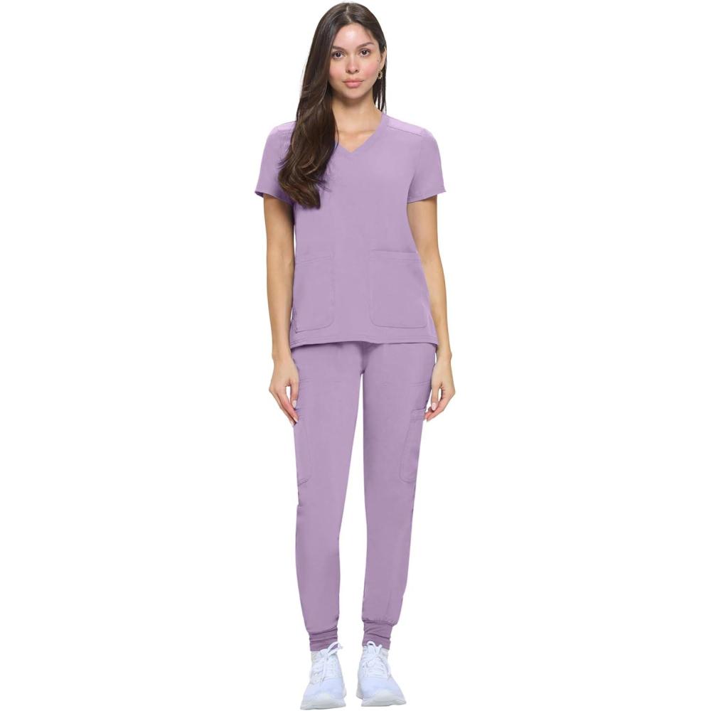 imageNatural Uniforms Womens Essential Cool Stretch Jogger Scrub Set with Regular and Petite SizesLavender