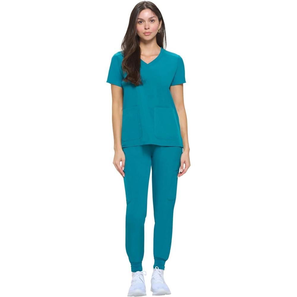 imageNatural Uniforms Womens Essential Cool Stretch Jogger Scrub Set with Regular and Petite SizesTeal