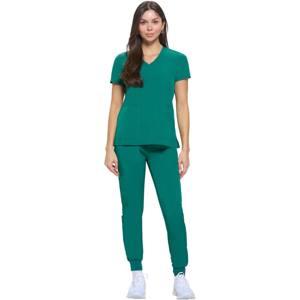 imageNatural Uniforms Womens Essential Cool Stretch Jogger Scrub Set with Regular and Petite SizesTrue Hunter Green
