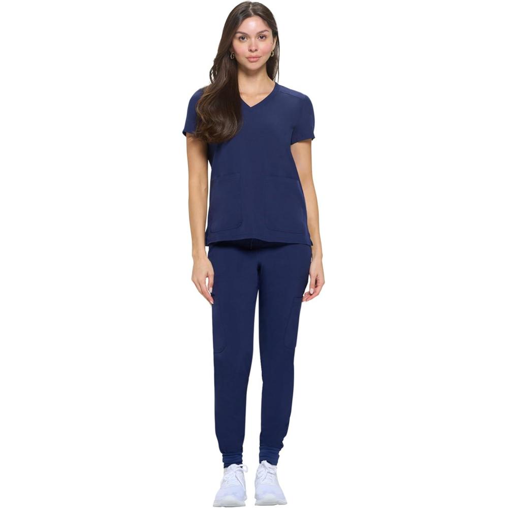 imageNatural Uniforms Womens Essential Cool Stretch Jogger Scrub Set with Regular and Petite SizesTrue Navy Blue