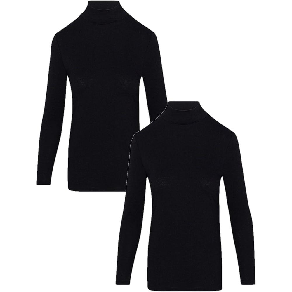 imageNatural Uniforms Womens Long Sleeve Mock TurtleNeck TShirt Under Scrub2pkblack