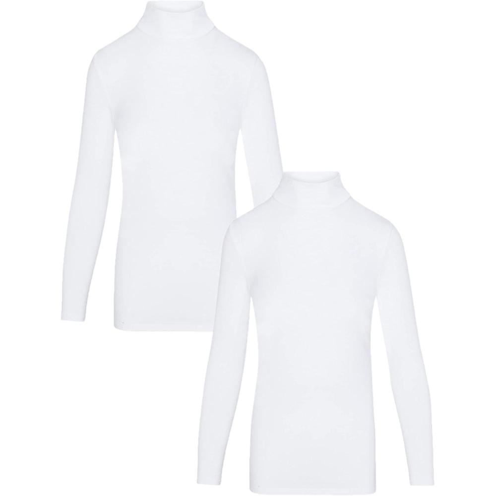 imageNatural Uniforms Womens Long Sleeve Mock TurtleNeck TShirt Under Scrub2pkwhite