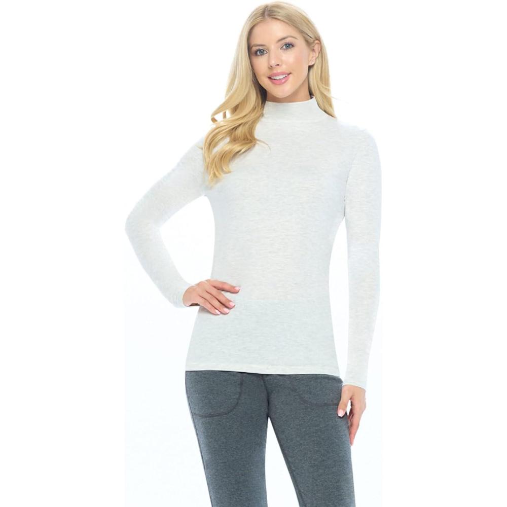 imageNatural Uniforms Womens Long Sleeve Mock TurtleNeck TShirt Under ScrubHeather Grey