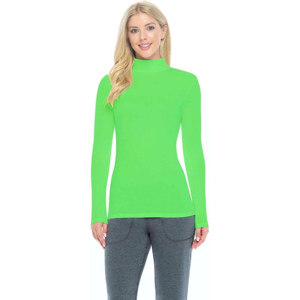 imageNatural Uniforms Womens Long Sleeve Mock TurtleNeck TShirt Under ScrubLime Green