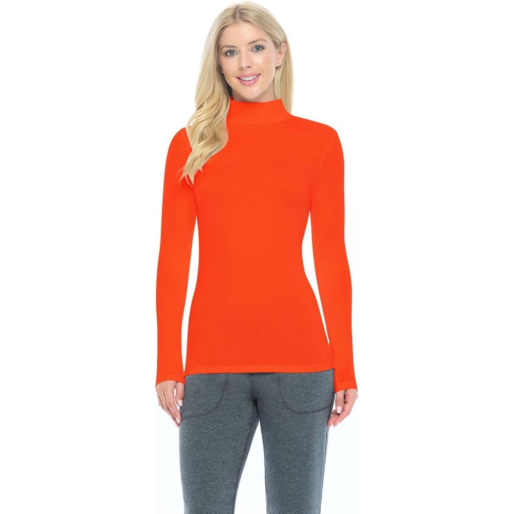 imageNatural Uniforms Womens Long Sleeve Mock TurtleNeck TShirt Under ScrubOrange