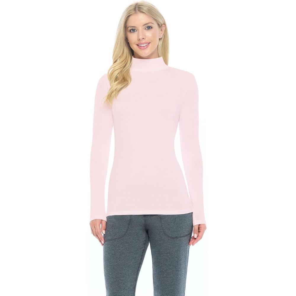 imageNatural Uniforms Womens Long Sleeve Mock TurtleNeck TShirt Under ScrubPink