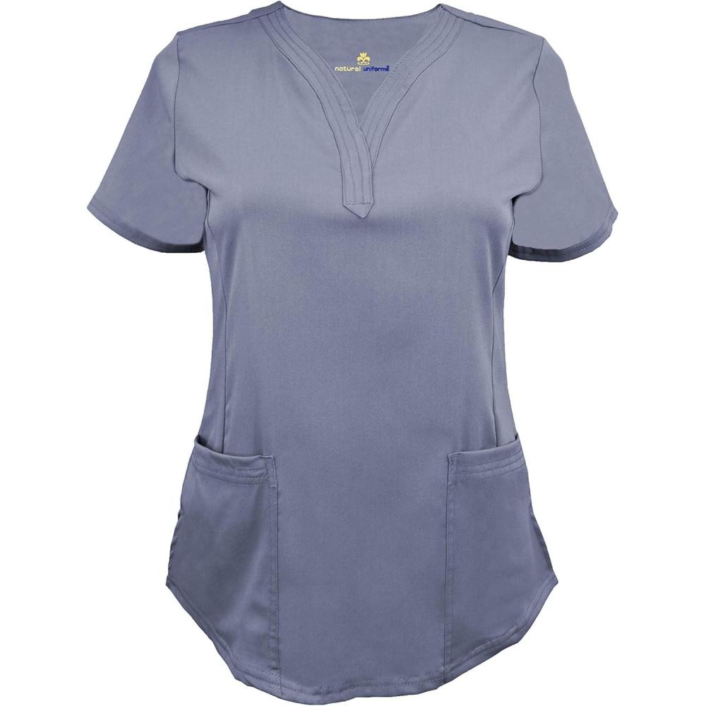 imageNatural Uniforms Womens Ultra Soft Stretch DropNeck Scrub Top 8200Charcoal