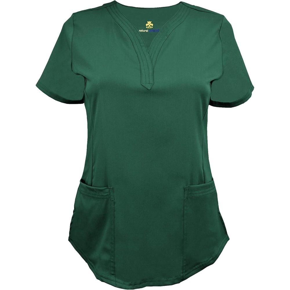 imageNatural Uniforms Womens Ultra Soft Stretch DropNeck Scrub Top 8200Hunter Green