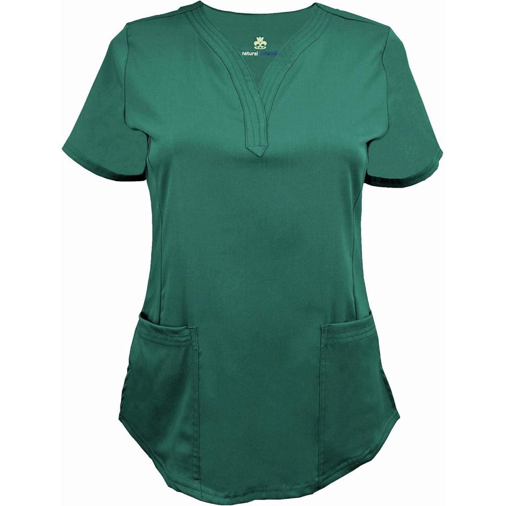 imageNatural Uniforms Womens Ultra Soft Stretch DropNeck Scrub Top 8200True Hunter Green
