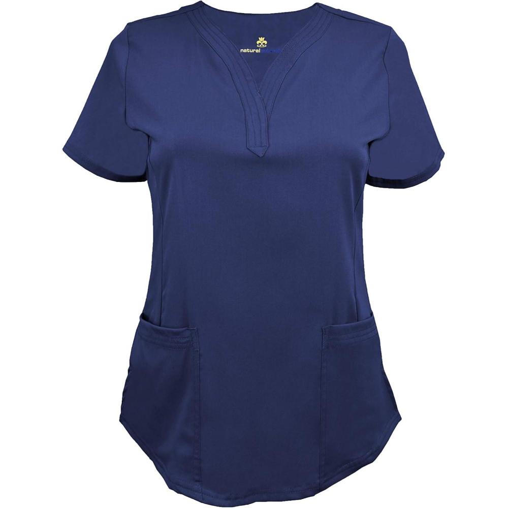 imageNatural Uniforms Womens Ultra Soft Stretch DropNeck Scrub Top 8200True Navy Blue