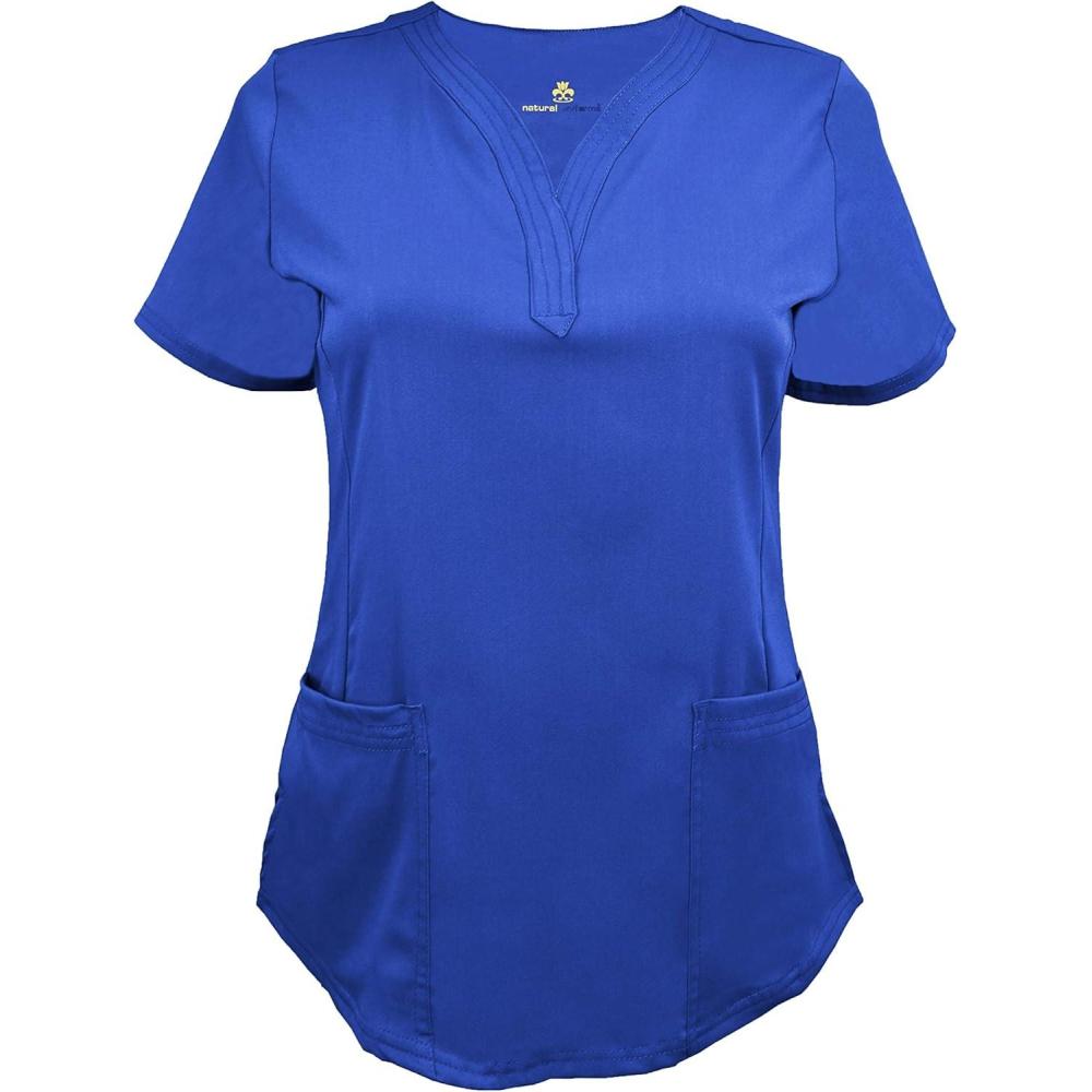 imageNatural Uniforms Womens Ultra Soft Stretch DropNeck Scrub Top 8200True Royal Blue