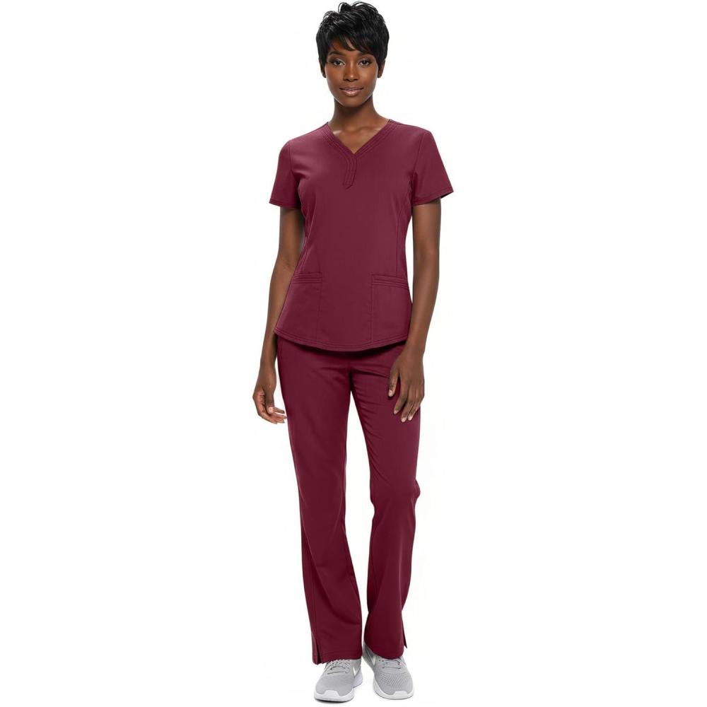 imageNatural Uniforms Womens Ultra Soft YNeck Scrub Set 82009200Burgundy