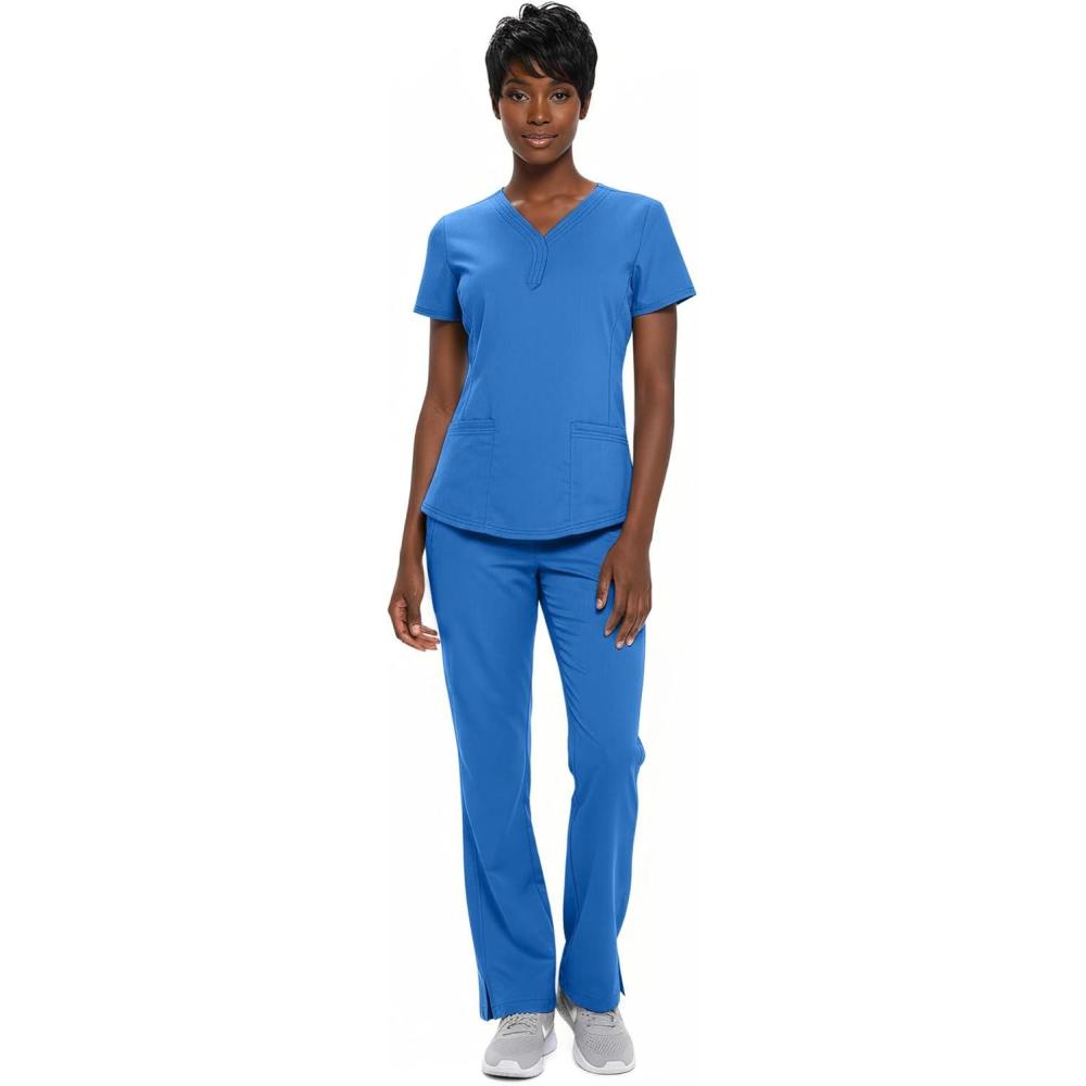 imageNatural Uniforms Womens Ultra Soft YNeck Scrub Set 82009200Ceil Blue